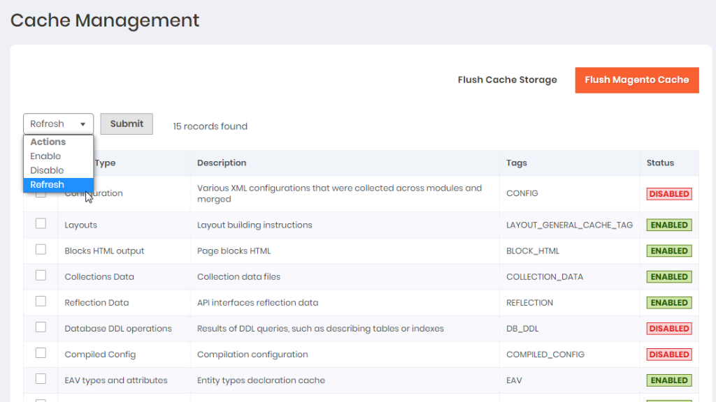 Actions with cache | Aheadworks commerce cloud 