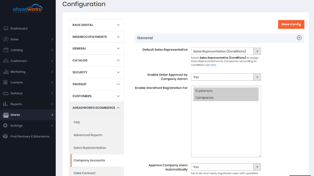 Manage Company Accounts | Aw Commerce Cloud