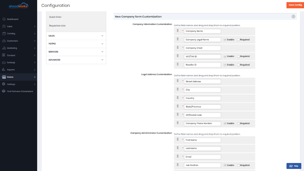 Company management | company account for aheadworks commerce clod