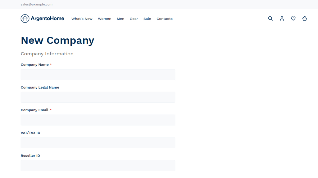 Creating company on frontend | Company Accounts for aheadworks commerce cloud
