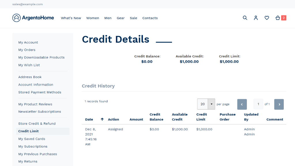 Credit limit in profile | Aheadworks commerce cloud