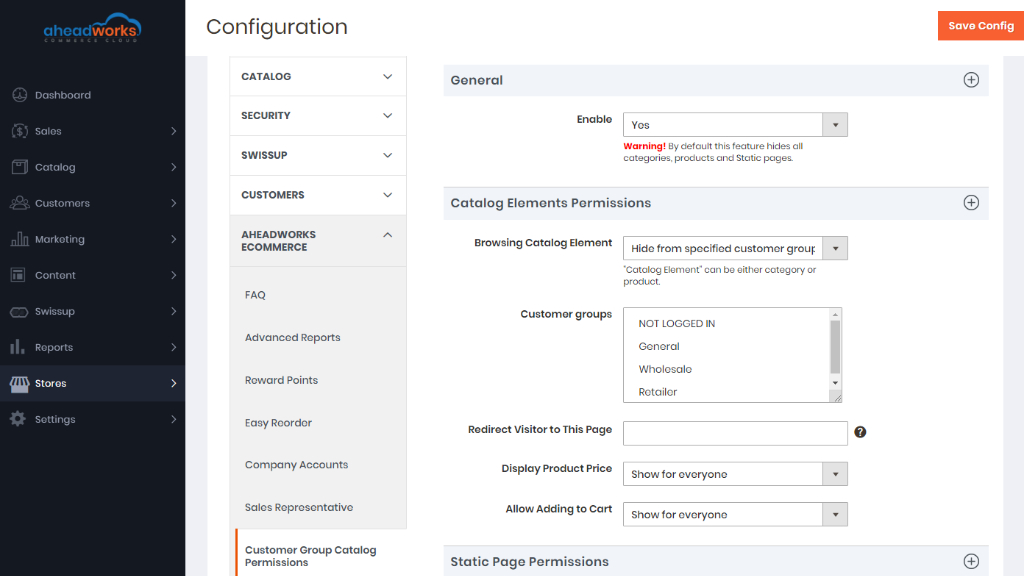 Configure Customer Group Catalog Permissions | Customer Group Catalog Permissions for Aheadworks ecommerce cloud 