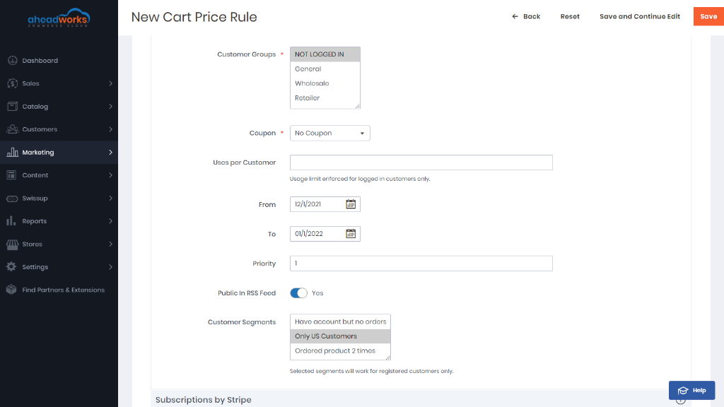 General settings | Customer Segmentation for Aheadworks commerce cloud