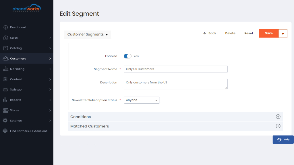 Conditions | Customer Segmentation for Aheadworks commerce cloud