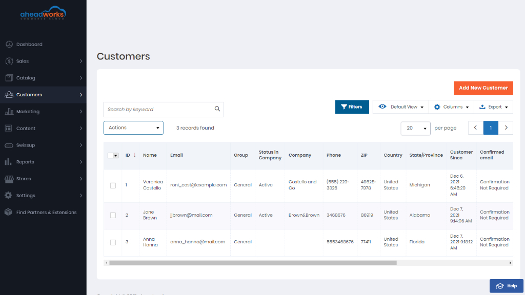 All customers | Aheadworks commerce cloud