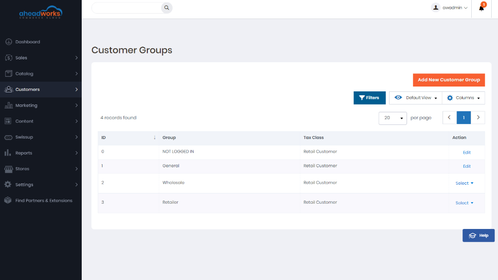 Customer groups | Aheadworks commerce cloud