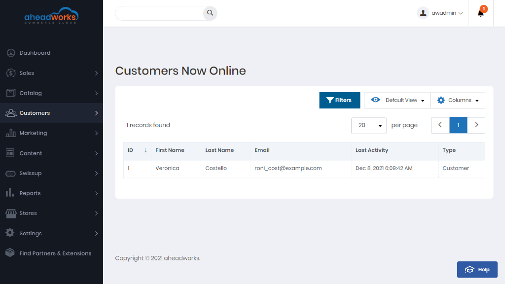 Now online customers | Customers management for AW Commerce cloud