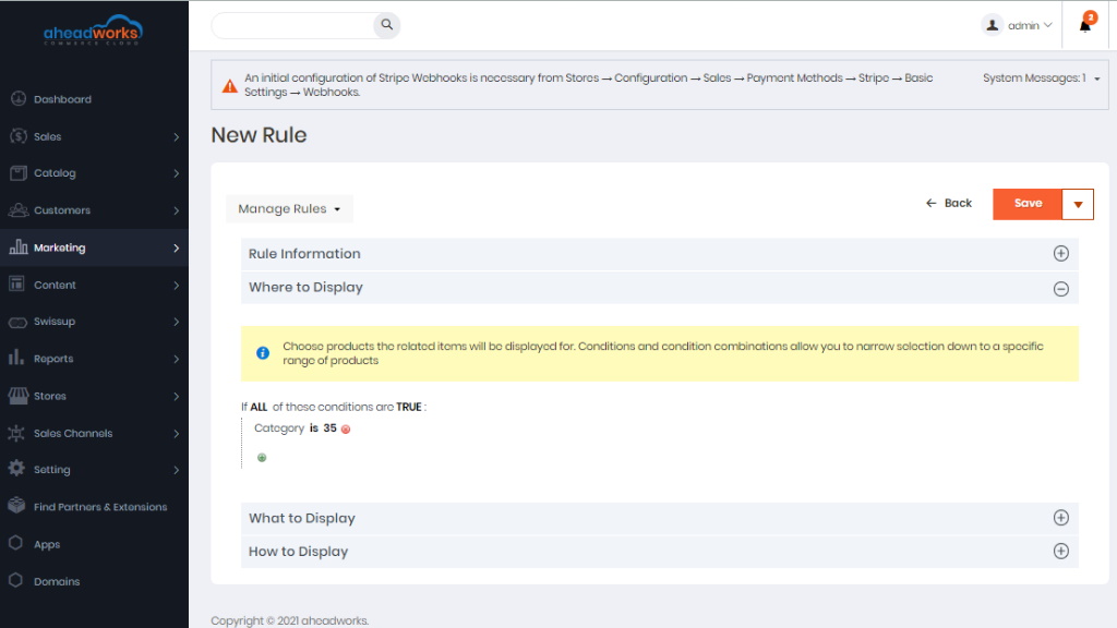 Where to display | AW Commerce Cloud