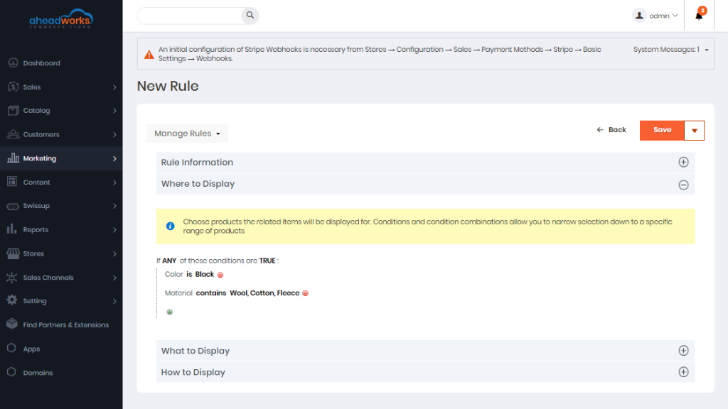 Where to display | AW Commerce Cloud