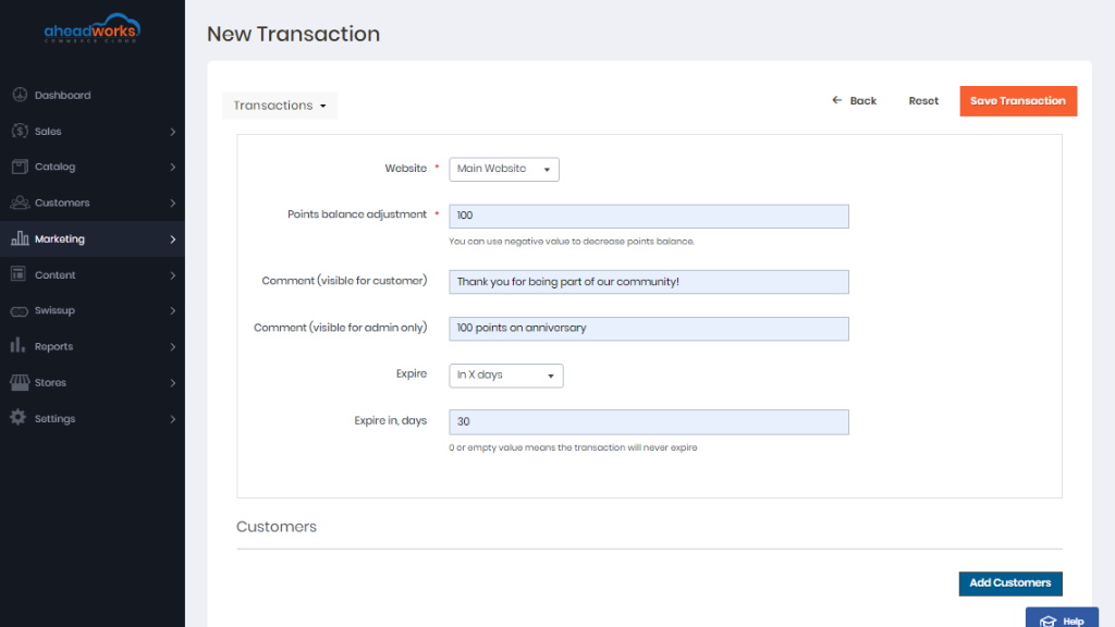New Transaction | AW Commerce Cloud