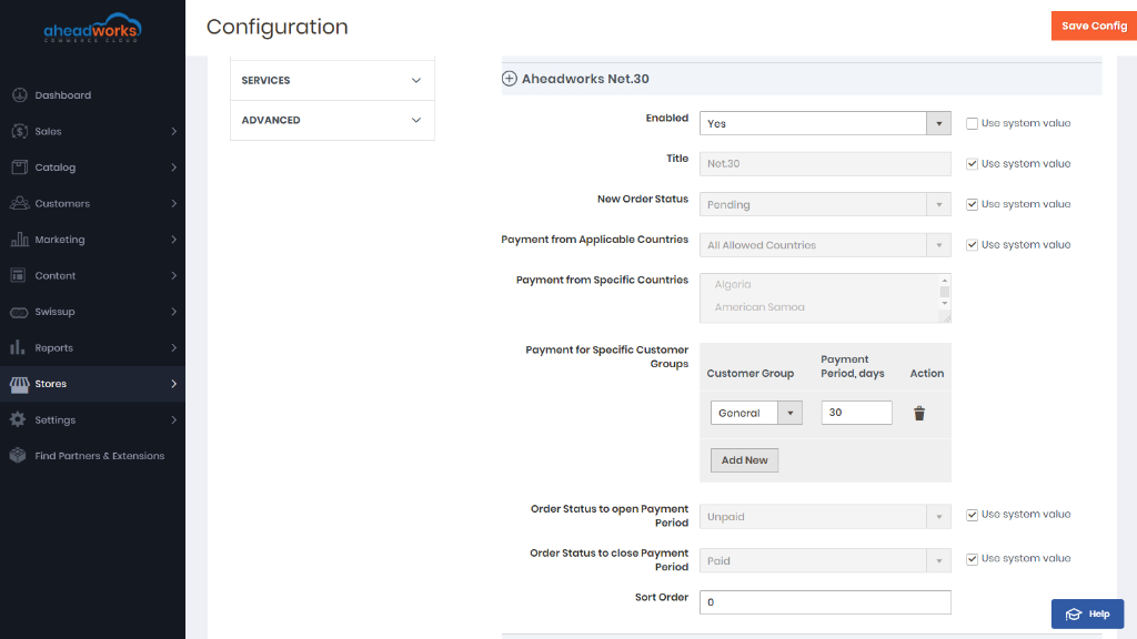 Net.30 configurations | Aheadworks commerce cloud
