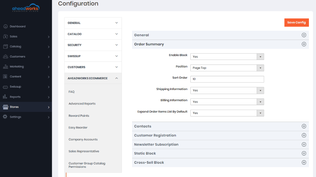 Order Summary settings | Order Success Page for Aheadworks commerce cloud