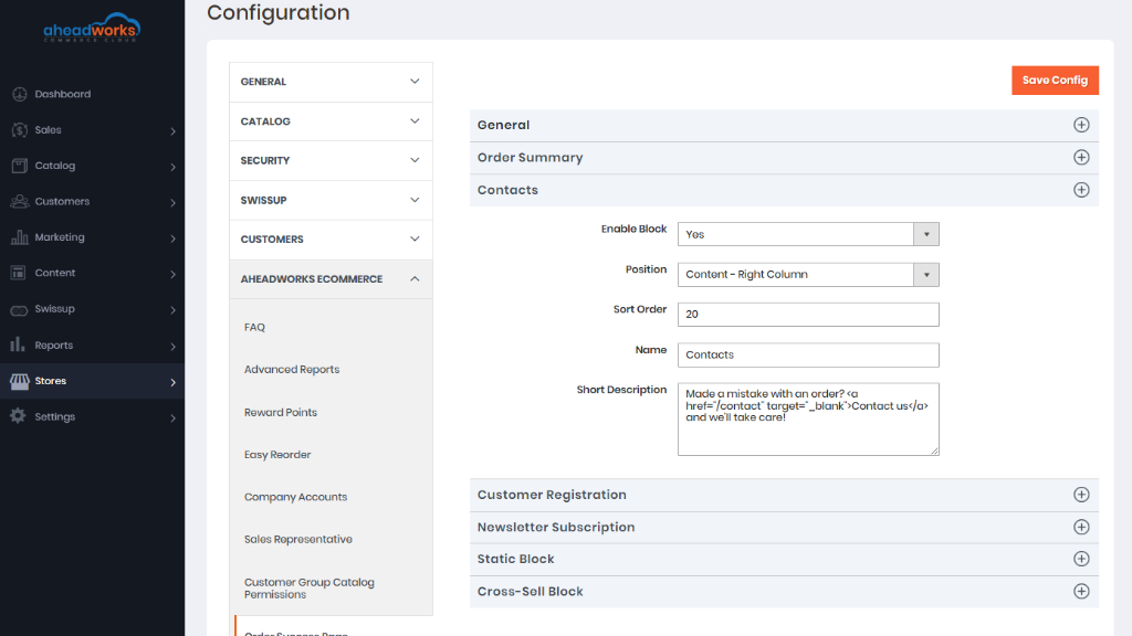 Order success page settings | Order success page for aheadworks commerce cloud  
