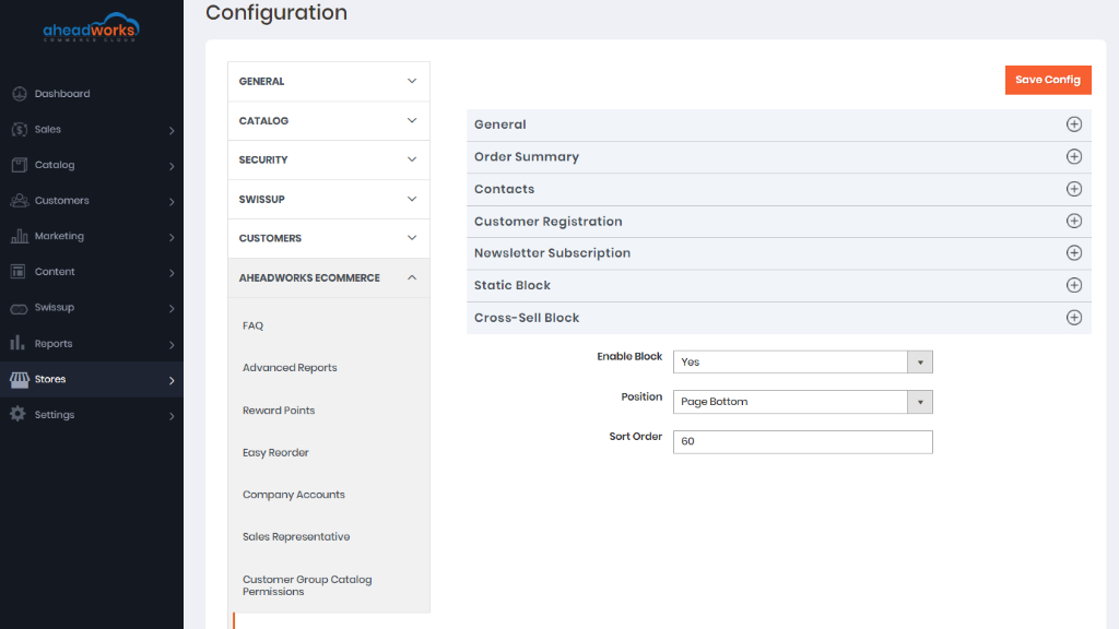 Cross-sell block configurations | Order success page for aheadworks commerce cloud 