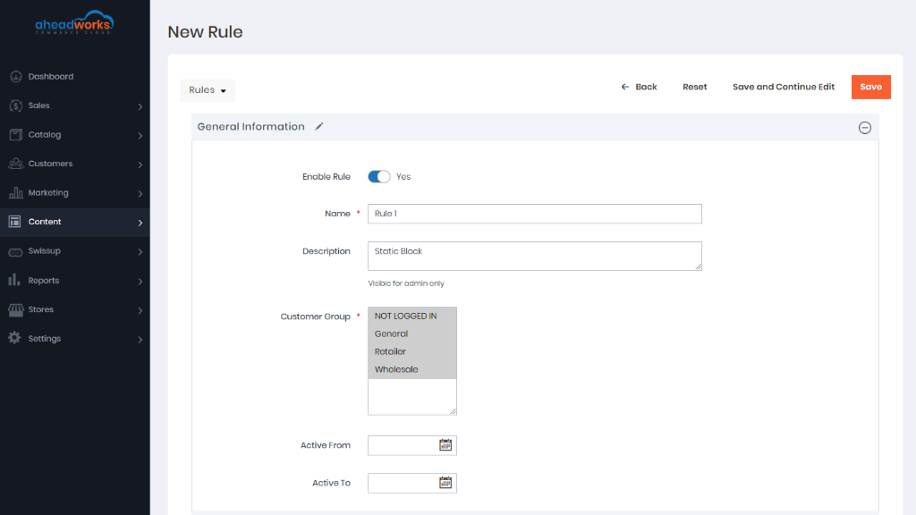 Adding new rule | Order success page for aheadworks commerce cloud
