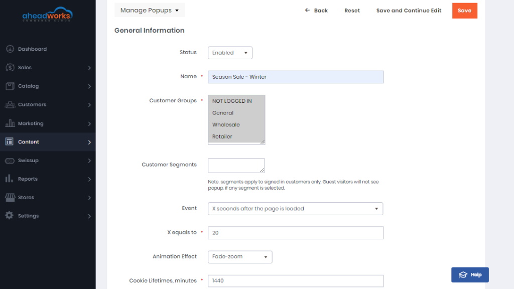 Creating new popup | Popu Pro by Aheadworks eCommerce Cloud