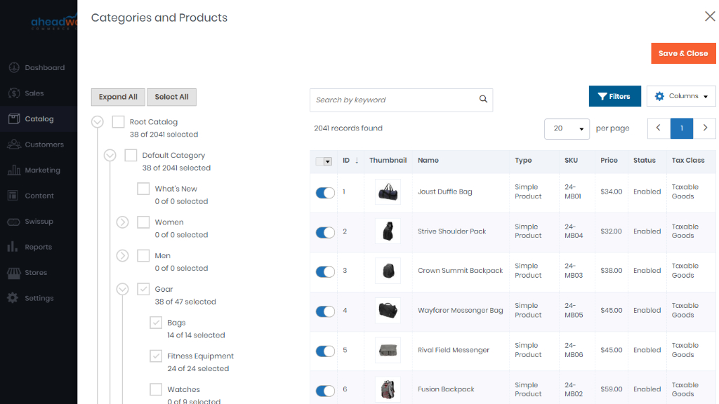 Categories and products | Private Catalogs for Aheadworks ecommerce cloud