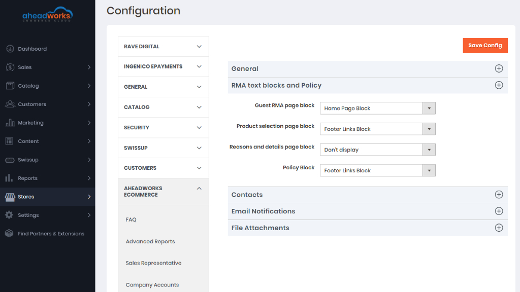 RMA text blocks and policy | RMA for Aheadworks commerce cloud