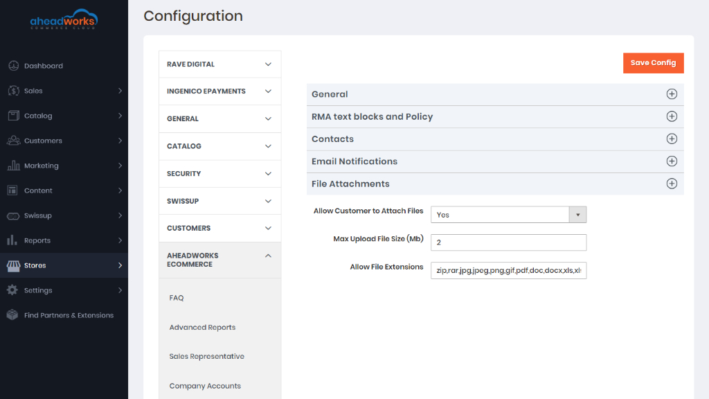 File Attachments | RMA for Aheadworks commerce cloud