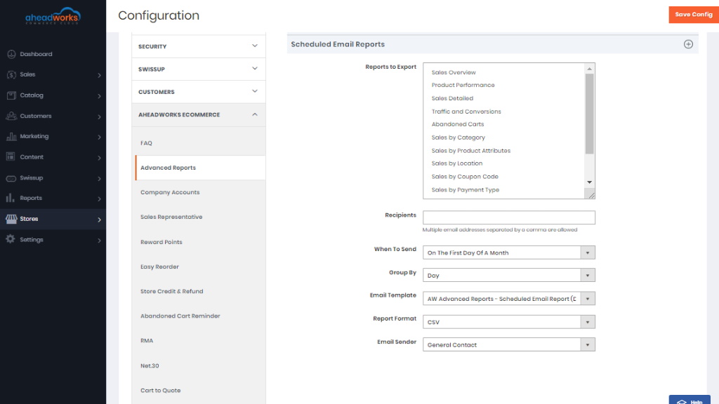 Email settings | AW Commerce Cloud