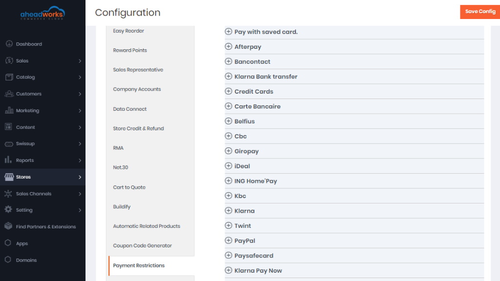 Setting Payment & Shipping Methods | AW Commerce Cloud