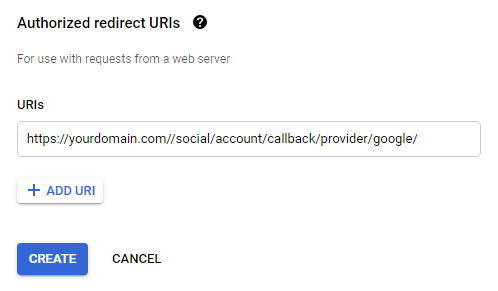 Authorized redirect URLs | Social Login by Aheadworks eCommerce Cloud