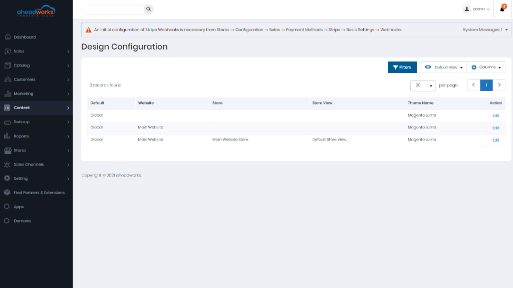 Design configuration | AW Commerce Cloud