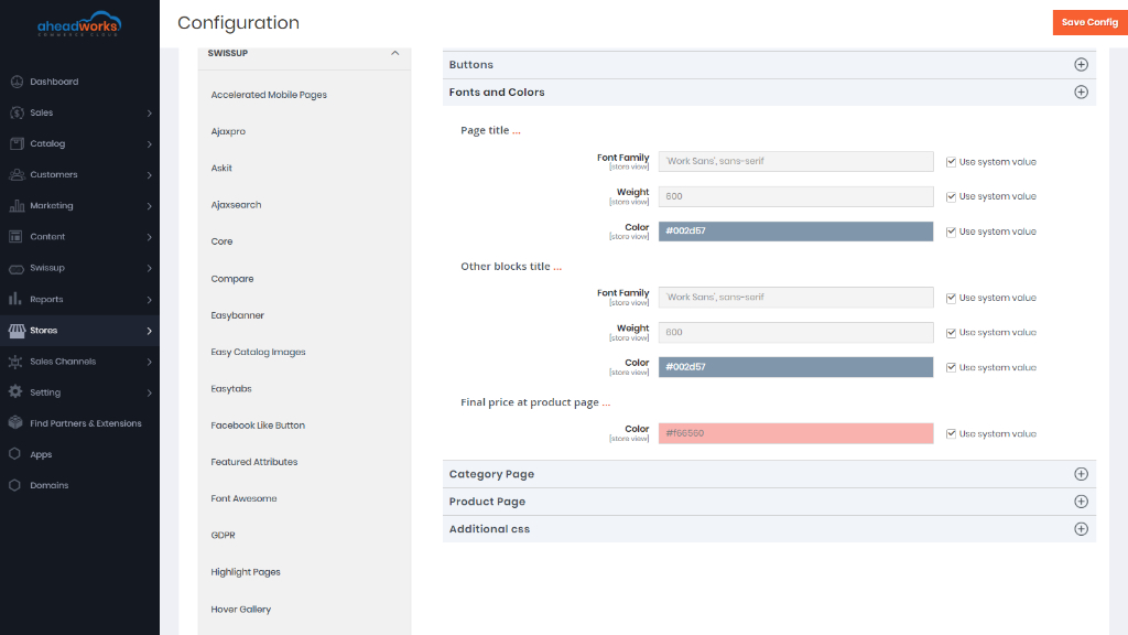 Fonts and Colors | AW Commerce Cloud