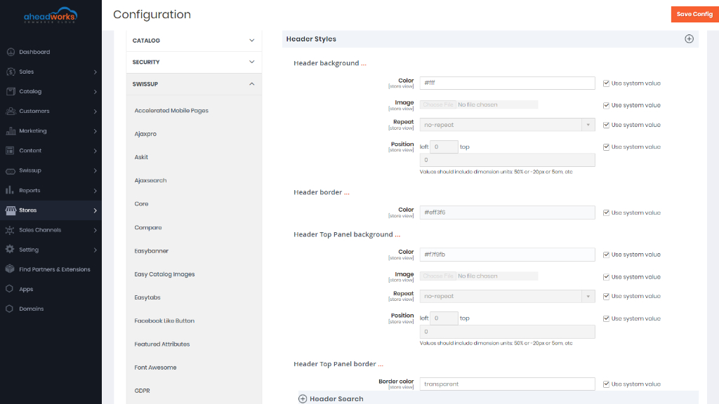 Header Style | AW Commerce Cloud