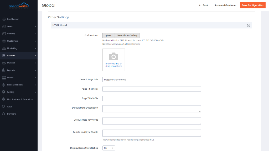 HTML head | AW Commerce Cloud